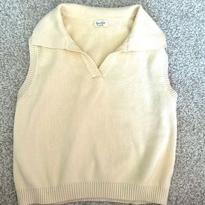 Cream color cropped short sleeve sweater from Brandy Melville!